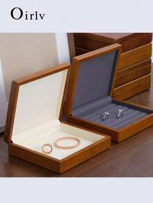 Oirlv 1 PC Wooden Jewelry Box Organizer Ring Necklace Earring Bracelet Box Jewelry Storage Multi Display Jewelry Box Organizer Case ,The Elegant Jewelry Organizer Box Can Be Used To Store Rings,Earrings,Brooches And Other Exquisite Jewelry