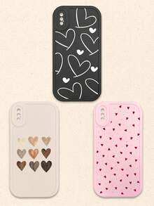 Casing Ponsel Silikon Motif Hati Hitam Putih Merah Muda 3pcs Aneka Warna, Kompatibel dengan iPhone & Galaxy Smartphone, Hadiah Musim Semi, Versi Internasional, Bukan Versi Domestik - MultiWarna - View 28