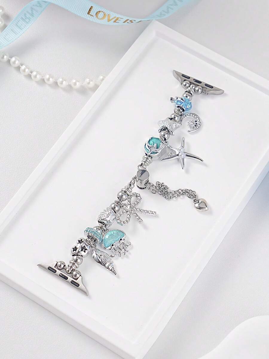 1 chiếc dây đeo đồng hồ hình sứa và sao biển dành cho nữ, thích hợp cho cả tiệc tùng và đeo hàng ngày, tương thích với các kích thước dây đeo 38/40/41/42/44/45/46/49mm, dây đeo kim loại thay thế, phù hợp với Series 11/10/9/8/7/SE/6/5/4/3/2/1, Ultra 1/2/3, món quà tuyệt vời dành cho bố mẹ chồng/vợ và bạn bè (Không bao gồm đồng hồ).