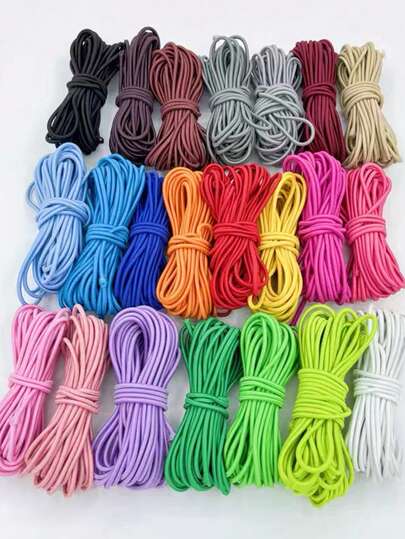 2/2.5mm 5M Round Elastic Rope,Solid Color -White,Blue,Pink,Black,Gray, Etc,Round Elastic Ribbon Sewing Elastic Band Rubber Band Stretch Rope DIY Mask Lanyard