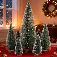 1set Soft Flocked Mini Artificial Christmas Tree With Non-Tip Wooden Base - Festive Decor For Dorm Room Desk, Kitchen Countertop, Christmas Eve Dinner Table Centerpiece, Gift Wrapping Accent, Office Cubicle, Kids Playroom Shelf & Holiday Mantel Decoration Home Decor Christmas Decorations Room Decor