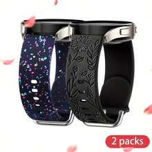 2 Sets Of Cute Floral Watch Straps With Soft Watch Straps Compatible With Samsung Band Galaxy Watch 4 Strap/Galaxy Watch 5 Strap, Galaxy Watch 3 Strap/Galaxy Watch Strap/Active 2 Strap, 20mm Soft Sports Strap Replacement For Women And Men (Strap Only) Without Watch