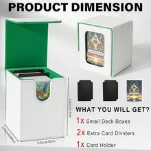 Magnetic Card Deck Box For TCG Storage, Holds 100 Double-Sleeved Cards - White & Green - View 9