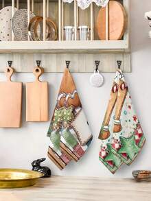 2 piezas/4 piezas/12 piezas Toallas de cocina con estampado de árbol de Navidad, toallas de baño con estampado navideño, toallas para fiestas navideñas al aire libre, decoración navideña para el hogar, decoración navideña de cocina, estilo moderno, secado rápido, material de microfibra súper suave, rectangular, 15.75IN*23.62IN/40*60CM con estampado digital, adecuado para decoración de fiestas al aire libre, regalos navideños