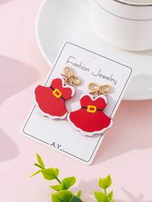 1 par de pendientes de joyería de moda con diseño de cerámica suave falsa y esmalte con motivo navideño de Papá Noel, decoración perfecta para reuniones festivas