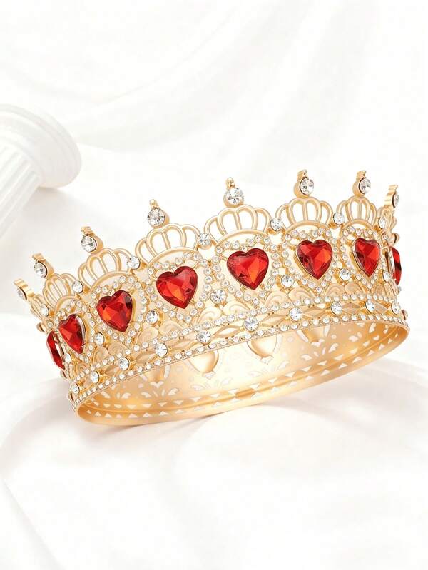 1pc Queen Crown Wedding Rhinestone Heart Crowns And Tiaras For Women Costume Party Hair Accessories Princess BirthdayCrown Crystal Bridal Crown