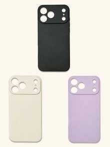 3pcs Minimalist Solid Color Phone Cases, Elegant, Simple, Black, Beige, Purple Phone Cases, Affordable Price, Suitable For All Ages And Genders, Compatible With IPhone & Galaxy, Case Compatible With Iphone 17 Pro Max, Covers, Cute Phone Case, Phone 11/12/13/13 Pro Max/14/14 Pro Max/15/15 Pro Max/16/16 Pro Max, Galaxy - Multicolor - View 57