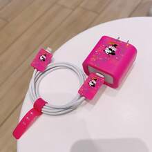 Disney Estuche de teléfono y juego de cable de datos con diseño de patrones con licencia oficial, compatible con iPhone 17, 16, 15, 14, 13, 12, 11 y varios modelos