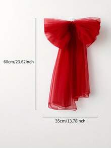 1pc Handmade Tulle Bow Ornament - Red & Beige, Elegant Ribbon Design For Tree Top, Wedding, Gift Box, And Home Display, Festive Holiday Decoration|Elegant Bow Design|Handcrafted Detail, Valentine's Day Gift,Christmas Decorations