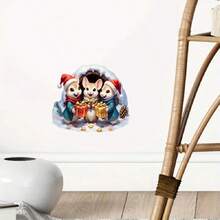 ملصق حائط عيد الميلاد قطعة واحدة، عائلة فأر جميلة هدية، ملصق عيد الميلاد، ملصق فأر كرتوني ذاتي اللصق من البي في سي، مناسب للغرفة المعيشية والنوم وغرف الأطفال والنوافذ والأبواب وديكور المنزل في العطلات