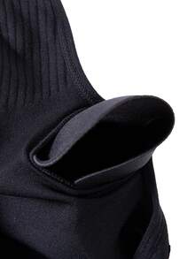 Women's Plus Size Seamless Knitted Band Removable Padded Sports Bra - Black - View 5