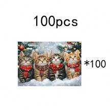 1 pièce/4 pièces/6 pièces Vaisselle avec motif de chat de Noël dans la neige, vaisselle thermoprotectrice, vaisselle en polyester lavable en machine, vaisselle de protection, décoration centrale, décoration quotidienne pour le salon familial, convient pour la décoration de rassemblement de groupe - Multicolore - Voir 13