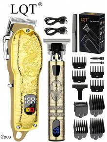 LQT LQT 1/2/3pcs,Professional Men's Hair Trimmer And Razor Set, USB Charging&LCD Display Hair Clipper , Professional Cordless Hair Trimmer And Beard Trimmer, The Best Choice For Barber Or Families,Father's Day Gift, Men's Gifs