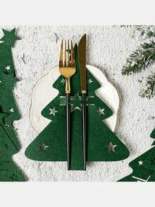 12 حامل أدوات المائدة على شكل شجرة عيد الميلاد، جيوب أدوات المائدة من الشعر الاصطناعي لديكور طاولة عيد الميلاد، ديكورات عيد الميلاد، هدايا عيد الميلاد، ديكور حفلة عيد الميلاد