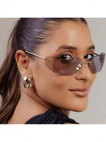 New Metal Frameless  For Women, Narrow Frame, Fashion Personality, Retro - 紫色 - 查看 3