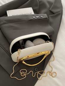 Black PU Leather Clutch - Ideal For Valentine's Day, Comfortable & Fashionable, Stylish Handbag, Personalized Gift Choice, 2025 Must-Have Accessory, Distinctive Style Suitable For Various Occasions, Luxurious Quality, Affordable Price, Wedding - White - View 8