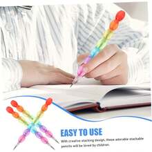 Slzhds 40 Pcs Lápices Apilables, Lápices de Plástico Apilables con Forma de Oso, Perfecto para Regalos Divertidos, Juguete Educativo, Escritura y Dibujo, Regalos Cumpleaños Colegio - Calabaza - Ver 4