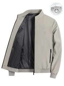 Alpha Camp 男士休闲商务风衣夹克，户外绅士简约风格，春秋季 - 卡其色 - 查看 1