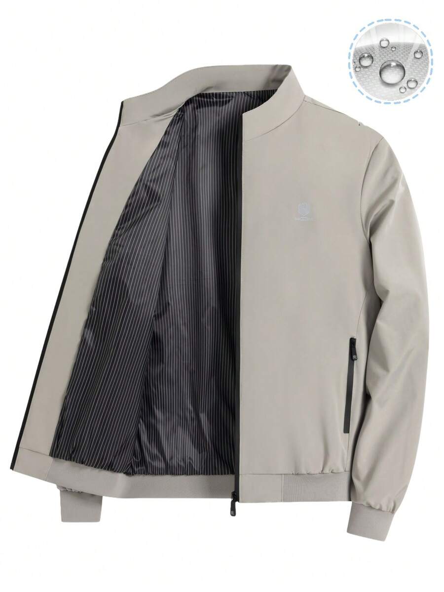 Alpha Camp 男士休闲商务风衣夹克，户外绅士简约风格，春秋季 - 卡其色 - 查看 1