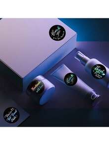 500张全息“谢谢”涂鸦贴纸，1英寸圆形，8种图案，彩虹光泽激光打印英文感谢贴纸，办公用品，圣诞节新年派对礼物包装DIY，适用于信封、杂志、计划本、剪贴簿等文具用品，趣味贴纸，Kindle适用 - 黑色鐳射感謝 - 查看 6