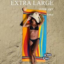 1 pezzo Asciugamano da spiaggia extra large e extra morbido per adulti - Asciugatura rapida, super assorbente, leggero, con strisce colorate - Ideale per viaggi e nuoto