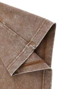 The Very Hungry Caterpillar Flower Graphic Washed T-Shirt Crew Neck Short Sleeve, Summer Graphic Tees, 230 Grams Heavyweight Casual - 棕色 - 查看 4