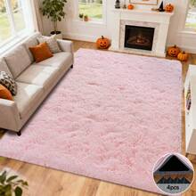 Room Decorative Rug, Soft And Fluffy Cheap Plush Bedroom Rug (Comes With 4 Free Rug Stickers), Living Room Rug, Bedroom Rug, Kids Room, Dorm, Baby Room Indoor Rug, Home Decor Aesthetic, Must Have For Halloween/Christmas - Pink - 粉色 - 查看 5