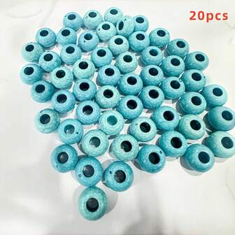 20pcs Acrylic Green Turquoise Abacus Beads, DIY Reggae Dreadlocks Hairstyle Decoration Beads, Large Hole Abacus Beads, Suitable For Handmade