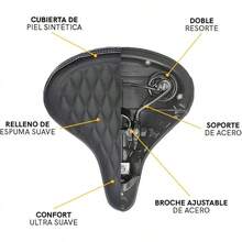ALTREGO Asiento Bicicleta de Montaña Ultra Cómodo y Ancho, Incluye Broche - Negro - Ver 4