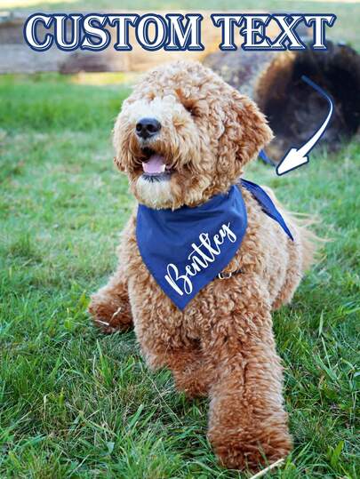 1pc Personalized Dog Bandana, Customized Dog Neck Scarf, Dog Neckwear, Dog Name Bandana, Gift For Dog Lovers, Dog Mom Gift, New Dog Gift, Engagement Dog Bandana - Customizable Text Or Logo