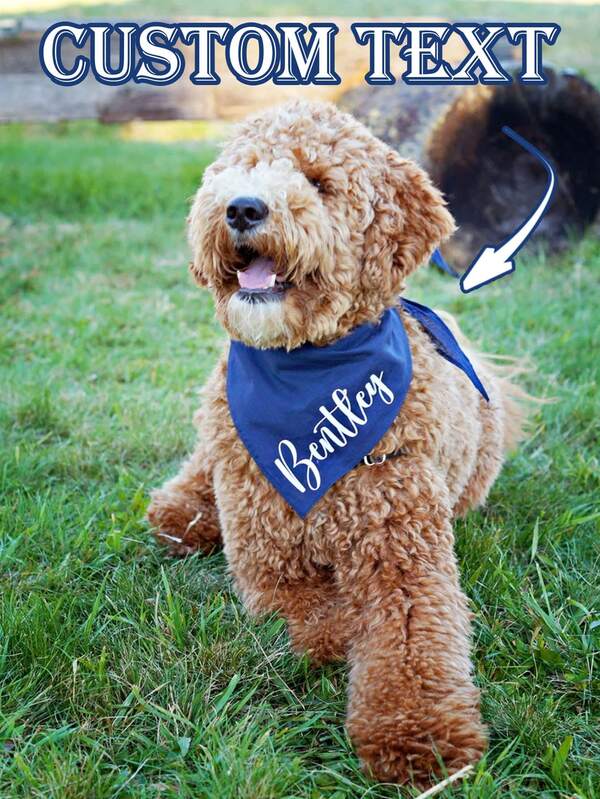 1PC Personalized Dog Bandana, Over The Collar Custom Dog Scarf, Dog Neckwear, Dog Name Bandana, Gift For Dog Lovers, Gift For Dog Mom, New Dog Gift, Engagement Dog Bandana - Your Text Design Or Logo