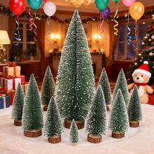 1set Soft Flocked Mini Artificial Christmas Tree With Non-Tip Wooden Base - Festive Decor For Dorm Room Desk, Kitchen Countertop, Christmas Eve Dinner Table Centerpiece, Gift Wrapping Accent, Office Cubicle, Kids Playroom Shelf & Holiday Mantel Decoration Home Decor Christmas Decorations Room Decor