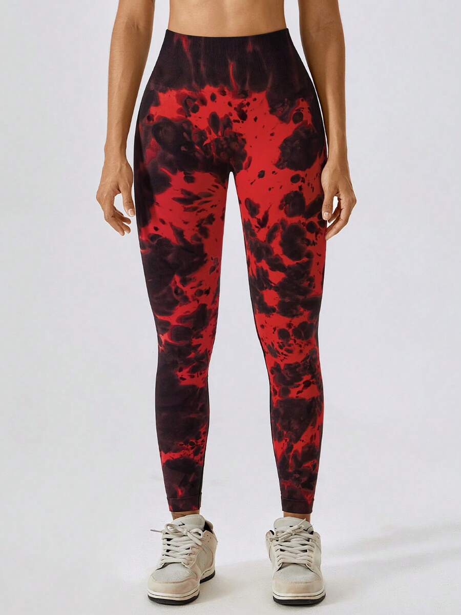 Women Sports Leggings - 大紅 - 查看 1