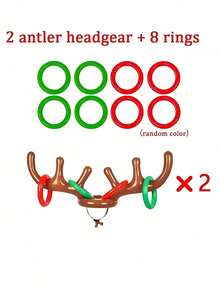 4件套圣诞游戏，充气驯鹿角套圈游戏，圣诞袜填充物，充气驯鹿角套圈游戏，圣诞派对驯鹿角帽游戏，适合家庭，圣诞派对游戏，趣味圣诞礼物，嘉年华假日家庭游戏 - 彩色 - 查看 14