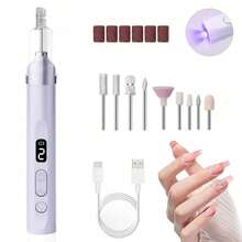 Professional Electric Nail Drill Machine Cordless Rechargeable With UV Light 3 Speed Gears For Acrylic Gel Nails Thick Toenails Home Salon Beginner Kit - 美甲工具 - 查看 12