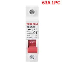 1 pezzo Interruttore automatico monofase 10A/16A/20A/32A/50A/63A, adatto per protezione dell'illuminazione, accessori per installazione elettrica, interruttore automatico per piccoli circuiti, interruttore automatico per uso domestico, scatola interruttori, interruttore intelligente, elettrica, cablaggio domestico, design compatto, struttura durevole, ingegneria di precisione, protettore di circuito, manutenzione professionale, installazione domestica