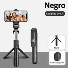 2-In-1 Wireless Bluetooth Selfie Stick With Tripod With Remote Control Selfie Stick Tripod Bluetooth - Black and White - View 3