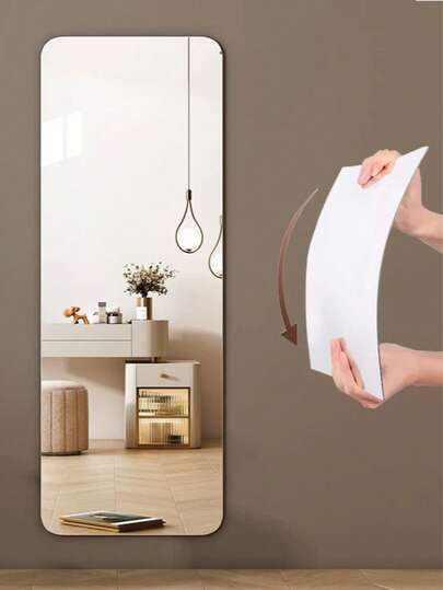 1pc DIY Acrylic Mirror, Bathroom Spiegel Makeup Unbreakable, Self Adhesive, No Installation Required. Wand Square Round Heart Shaped Waterproof Material, Peel Stick. view 7