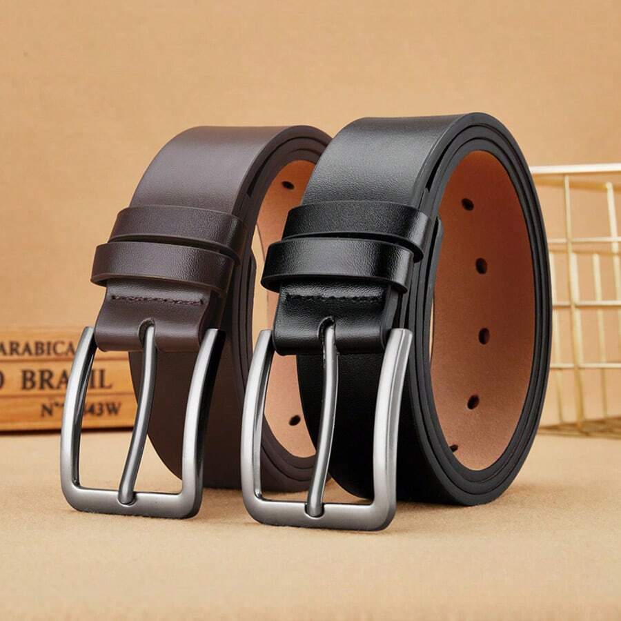 1 Men's Widened Belt, PU Belt, Versatile Men's Pants Belt, Suitable For Men's Casual Belt, Father's Day Gift - 黑色 - 查看 1