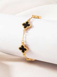 1pc Minimalist Clover Design Bracelet For Women - Court-style Four-leaf Clover - View 2