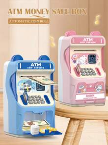 NEUSNEY Electric Children's Piggy Bank, Large Capacity Savings Box, ATM Auto Money Rolling, Password Unlock, Rich Music Effects Toy, Gift For Boys And Girls, Halloween & Christmas, Random Accessories, Batteries Not Included