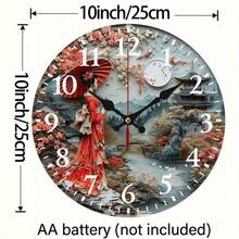 Japanese Mural Wall Clock - Silent Quartz Movement, Wooden Frame With Cherry Blossoms, Pagodas & Geisha Art - AA Battery Operated (Not Included) - Home Decor Gift For Birthdays, Christmas, Halloween, Clock Wall Decor, Durable Craftsmanship, Room Decoration, Pagoda Artwork, Highquality Wood, Interior Designers - 彩色 - 查看 11