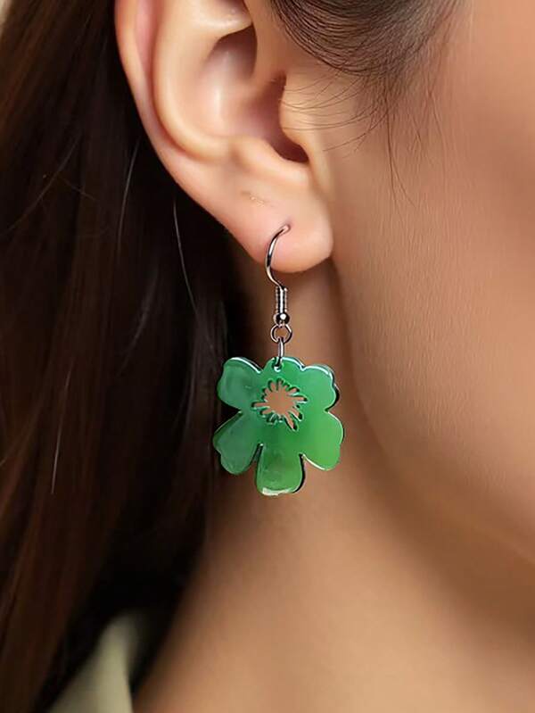 2pcs Fashionable Unique Colorful Transparent Hollow Flower Acrylic Creative Vacation Style Earrings For Women