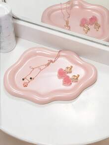 云状饰品盘，珠宝托盘，陶瓷珠宝戒指饰品盘，用于戒指耳环项链收纳盒，母亲节感恩节圣诞节生日伴娘礼物（粉色） - 粉色 - 查看 6