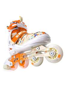 SHOLOV 1 双时尚户外直排轮滑鞋，配有闪亮PU轮。鞋底柔软舒适，可调节，无需系带即可穿着。采用旋转式收紧系统和加固铝合金框架，有效防止脚踝扭伤，这款轮滑鞋适合初学者。