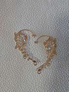 1 Paar Hip Hop Diamant Engel Flügel Ohrmanschette, Clip-On, modischer Clip-On Schmuck für Damen Tägliche Accessoires