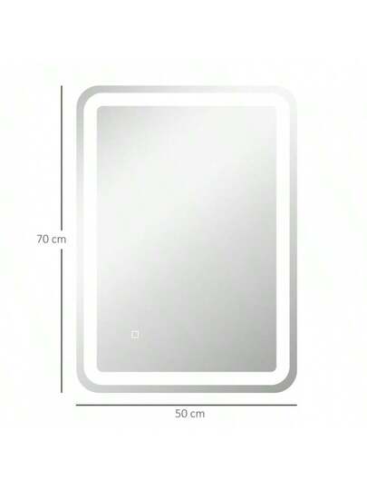 Kleankin LED Bathroom Mirror, 50 70 Cm, Verlichting Touch Switch, IP44, Automatic Defogging, Memory Function, Zilver Tempered Glass view 3