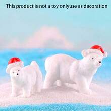 Pequeño regalo de Navidad, ornamento de paisaje micro de musgo con oso polar ártico, decoración de animal oso blanco