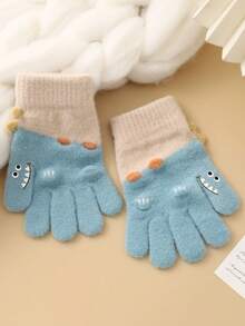 1双柔软保暖冬季手套，青少年针织抓绒五指手套 | 专为户外活动设计，四季舒适，柔软抓绒材质 - 恐龍分指手套 - 查看 7
