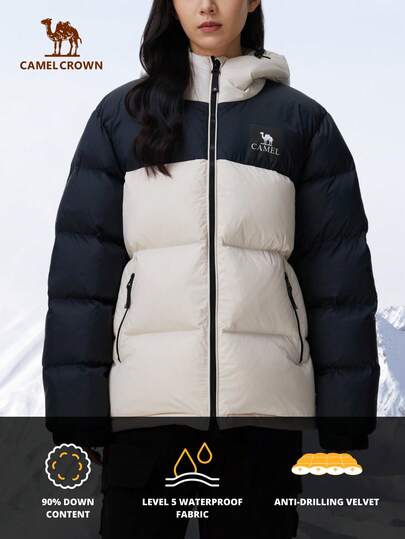 CAMEL CROWN Chaqueta acolchada resistente al frío para deportes al aire libre, mismo estilo para hombres y mujeres, chaqueta gruesa y cálida